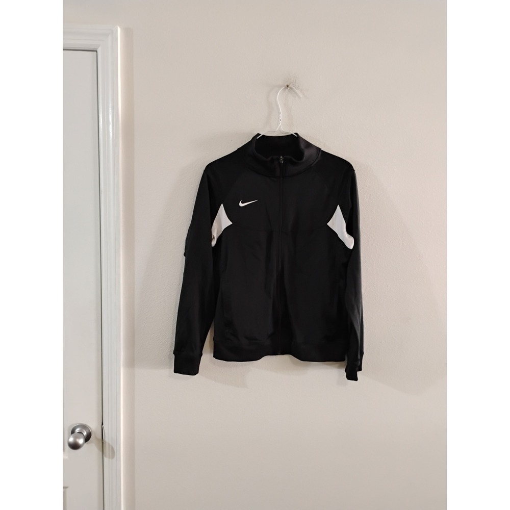 Nike Mens XL Black White Full Zip Track Jacket Mock Neck Swoosh Athletic Top
